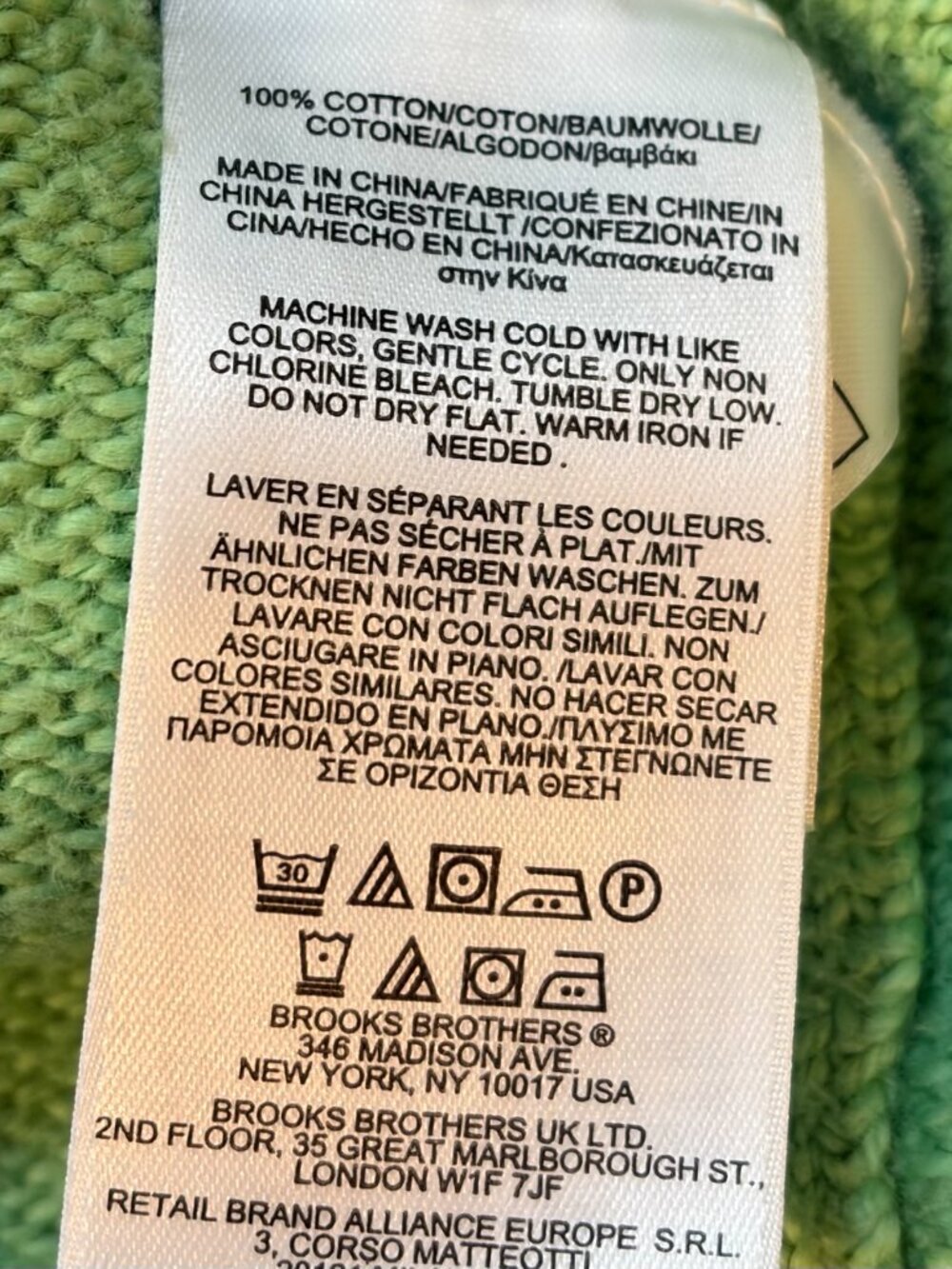 Brooks Brothers cotton sweater S green - Picture 8 of 8